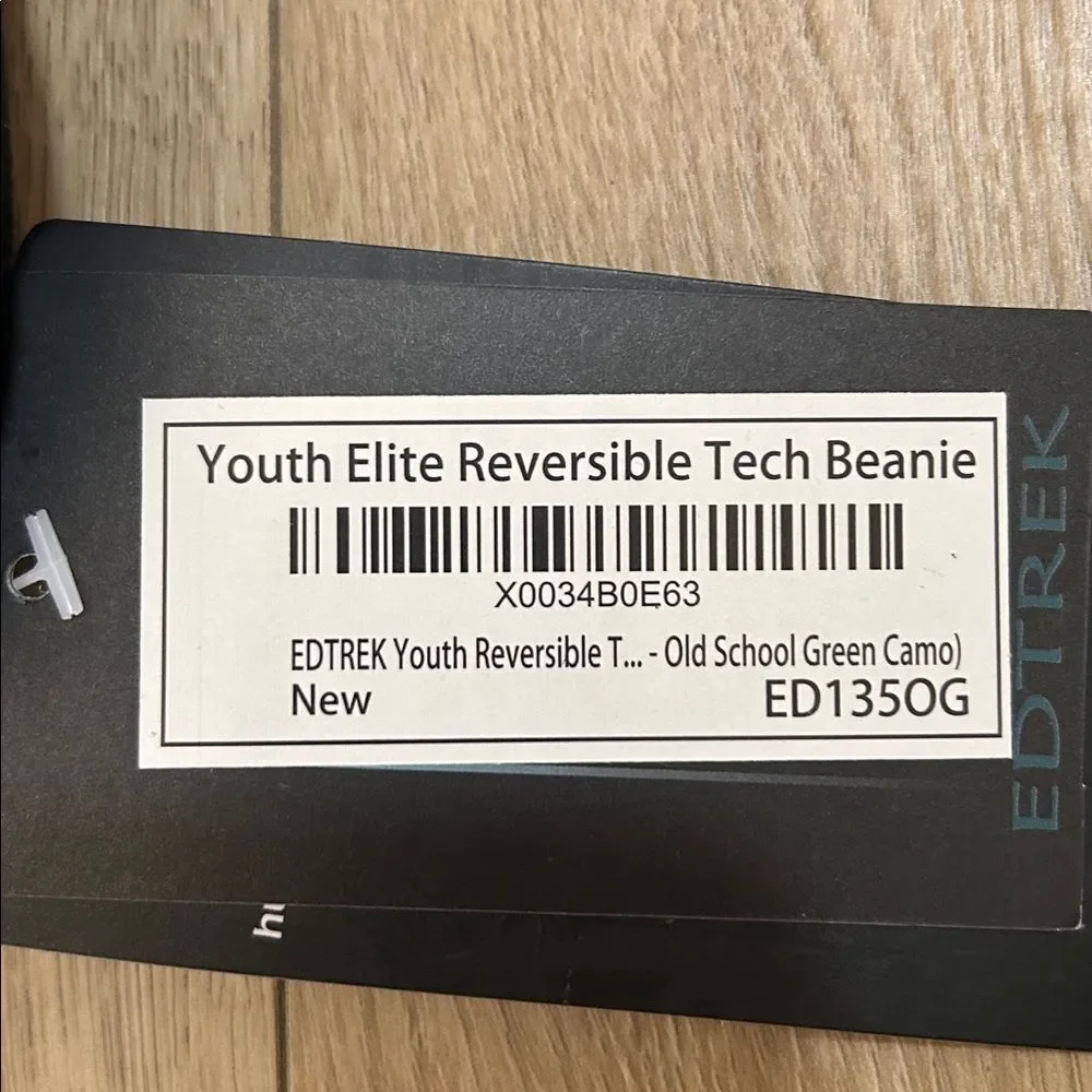 Edtrek Youth Elite Reversible Tech Beanie, Black/Camo, one size, NWT